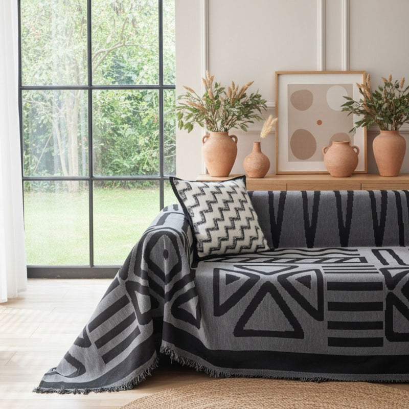 Pet Couch Cover - Boho Dark Grey
