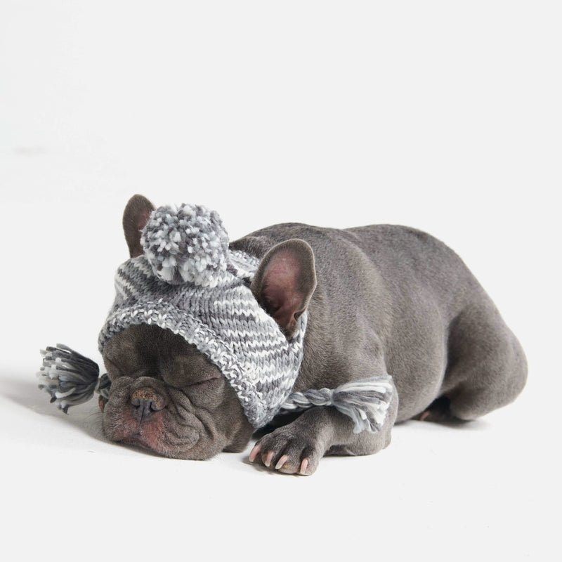 Knit Pom Pom Dog Beanie Hat - Salt and Pepper