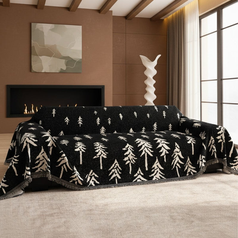 Pet Couch Cover - Pine Trees Black