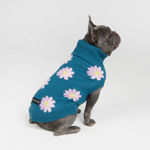 Flower Knit Dog Sweater