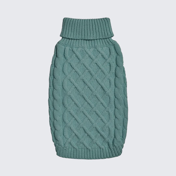 Cable Knit Dog Sweater - Pine Green