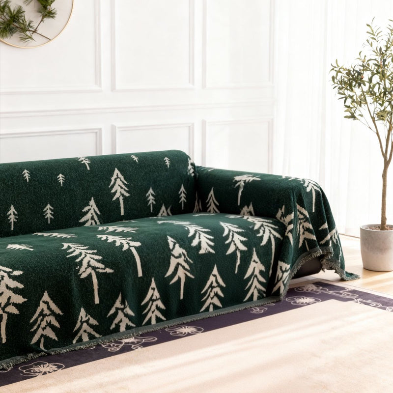 Pine Trees Green Couch Cover