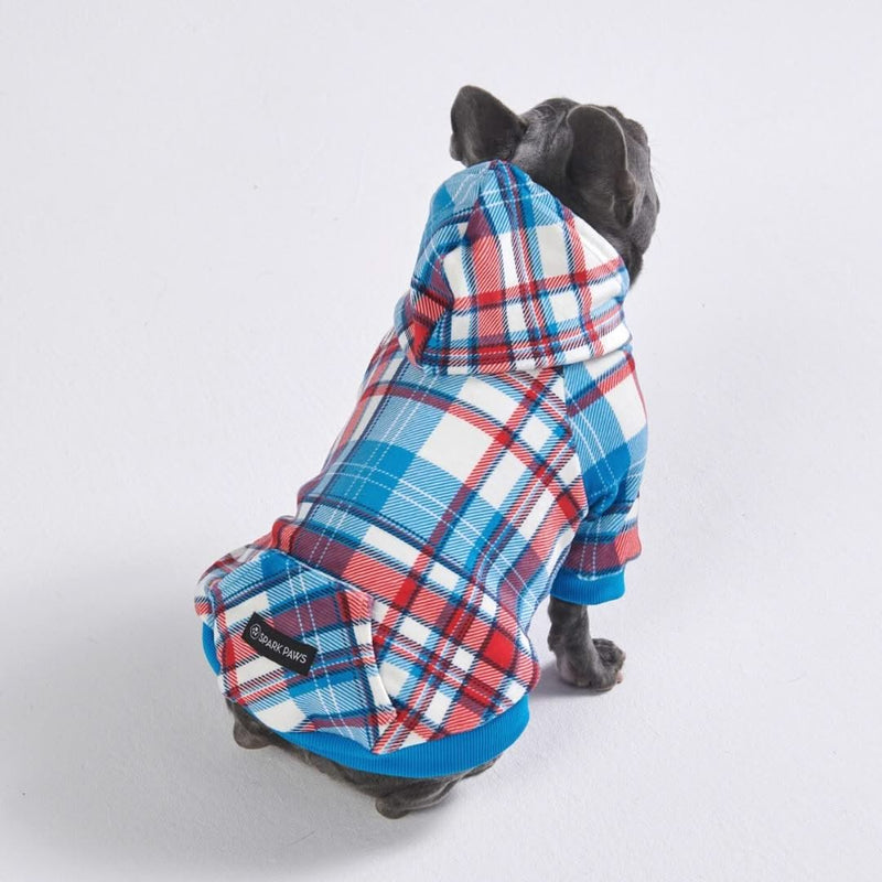 Blue and Red Plaid Dog Hoodie