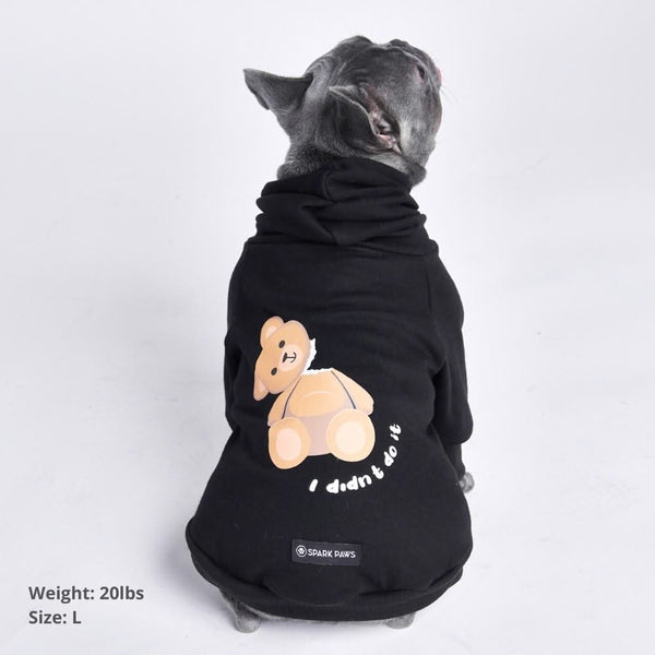 Broken Teddy Bear Dog Hoodie - Black (SIZE S & M)