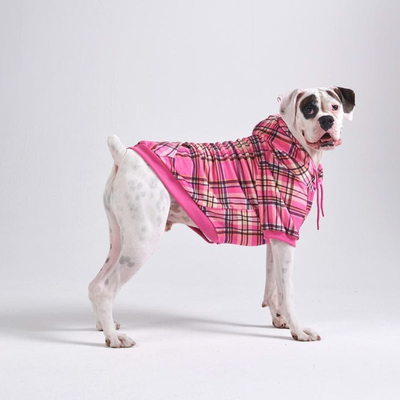 Pink Plaid Dog Hoodie