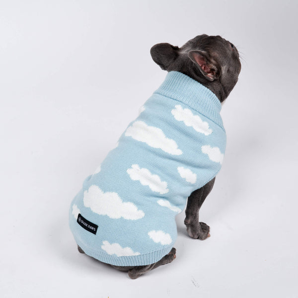 Clouds Knit Dog Sweater - Blue