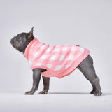 Pink Checkered Knit Dog Sweater