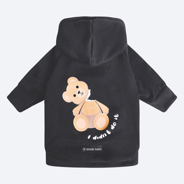 Broken Teddy Bear Dog Hoodie - Black