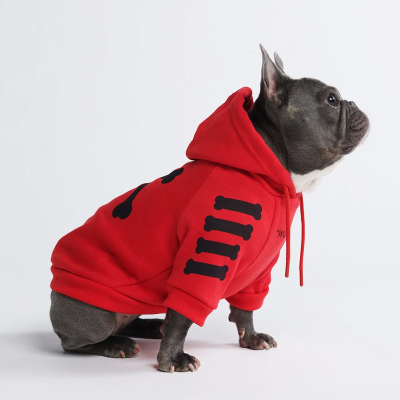 "WOOF" Dog Hoodie - Red