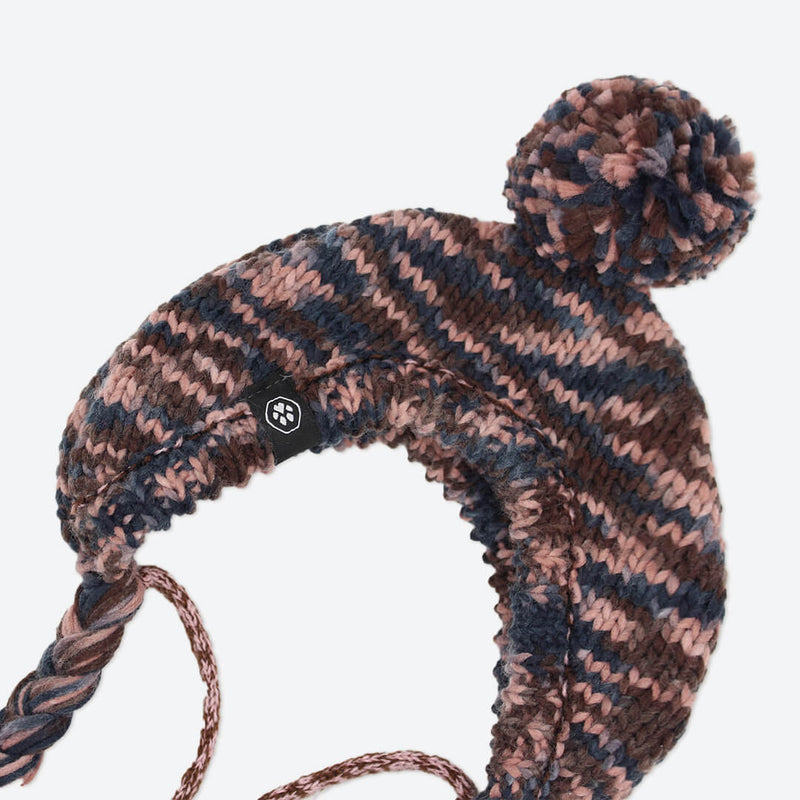 Knit Pom Pom Dog Beanie Hat - Chestnut