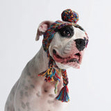 Knit Pom Pom Dog Beanie Hat - Kaleidoscope